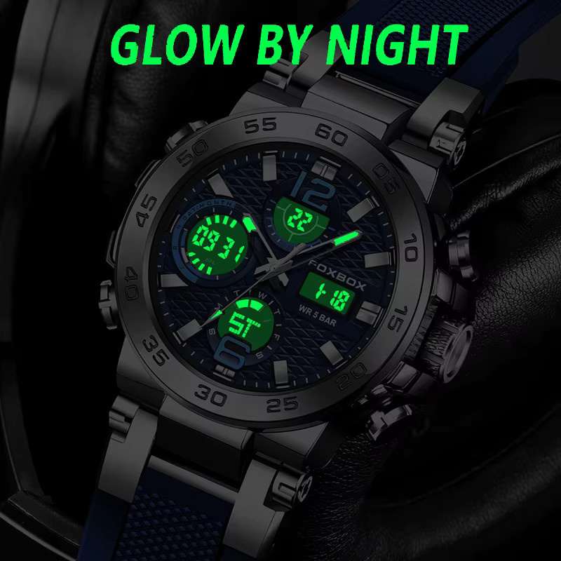 FOXBOX Armbanduhr, Digitaluhr, Quarz, Blau, Herren, 5 ATM - Bild 4