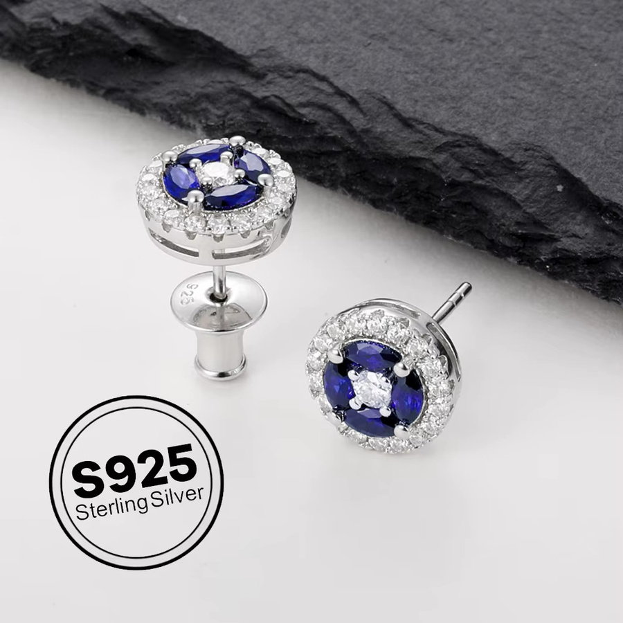APIR Ohrstecker 925 Sterlingsilber, Blauer Saphir-Moissanit, Marquise, Unisex - Bild 2