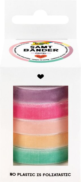 Folia Samtbänder in Pastellfarben aus Polyester-Samt, Multi-Color - Bild 1
