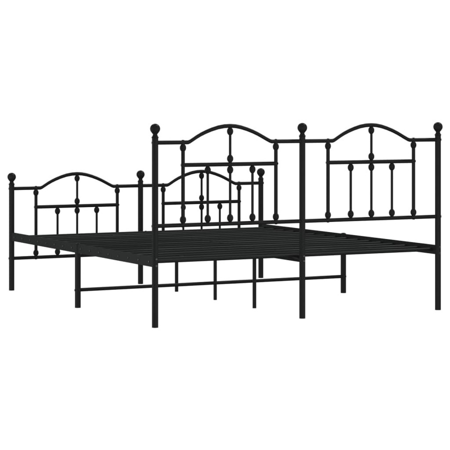 vidaXL Metallbett mit Fußteil in Schwarz, pulverbeschichtet, B/T/H: 180 x 200 x 97 cm - Bild 3