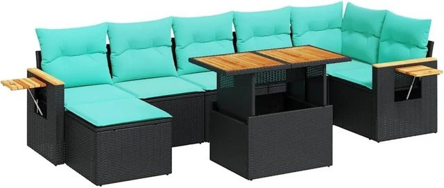 vidaXL 8-teilige Garten-Sofagarnitur aus Poly-Rattan und Akazienholz in Grau und Schwarz - Bild 1