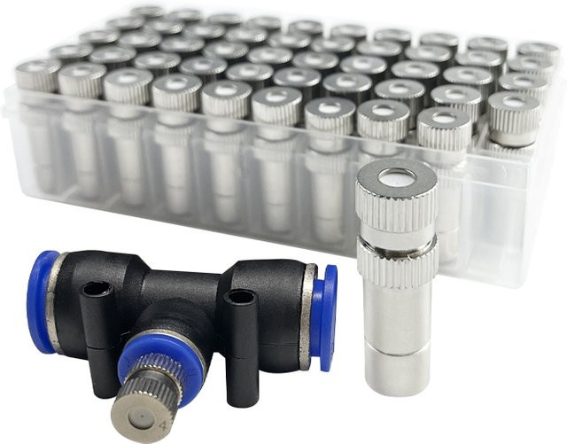 50 Stück ENTENCO Slip Lock Schnellkupplung 8mm aus Kupfer in Silber für Niederdruck-Nebeldüsen und Bewässerungs-Sprinkler (0,1-0,8mm) - Bild 1