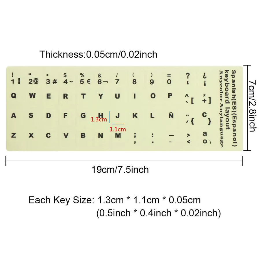 DITIPOO Leuchtende Tastaturaufkleber mit Alphabet-Tastenlayout in Spanisch, Englisch, Russisch, Arabisch und Französisch als Schutzfolie - Bild 2