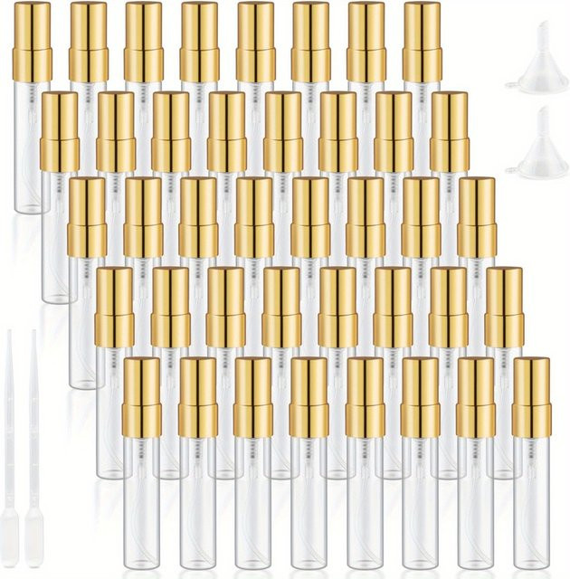 FIGHTYU Mini-Sprühflaschen aus Glas, 40 Stück, 5 ml/10 ml, Gold-Aluminiumdüsen - Bild 1