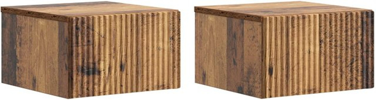 Set aus 2 wandmontierten Nachttischen von vidaXL aus Altholz in Braun im Retro Industrial Design, B/T/H: 34,5 x 33 x 20 cm - Bild 1