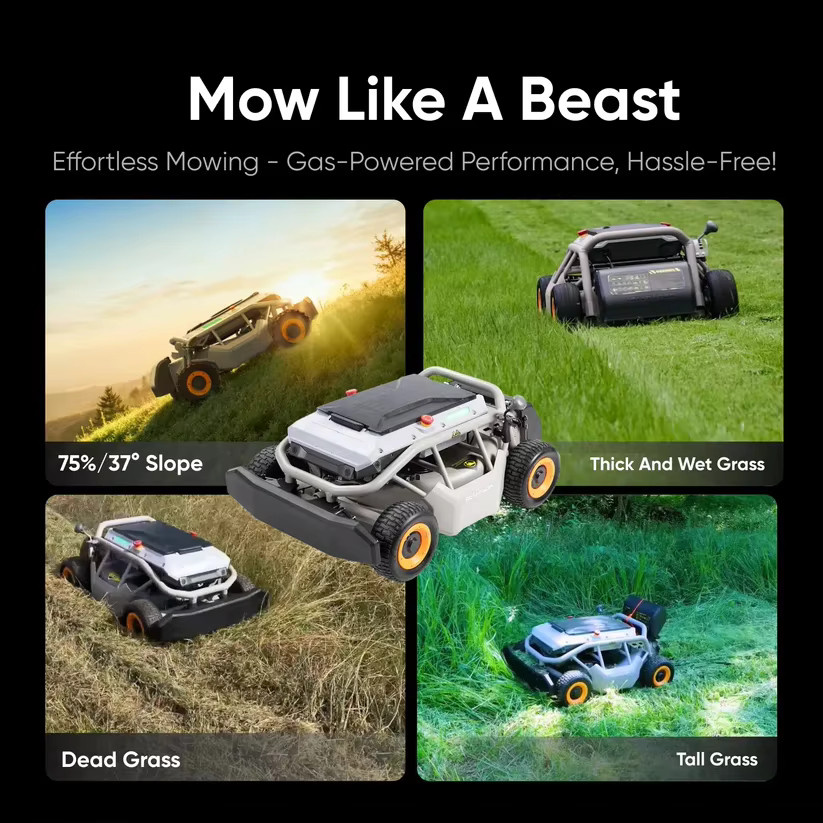 Mowrator S1 Ferngesteuerter Rasenmäher 4WD Hangmäher mit Breitreifen-Edition in Grau - Bild 5