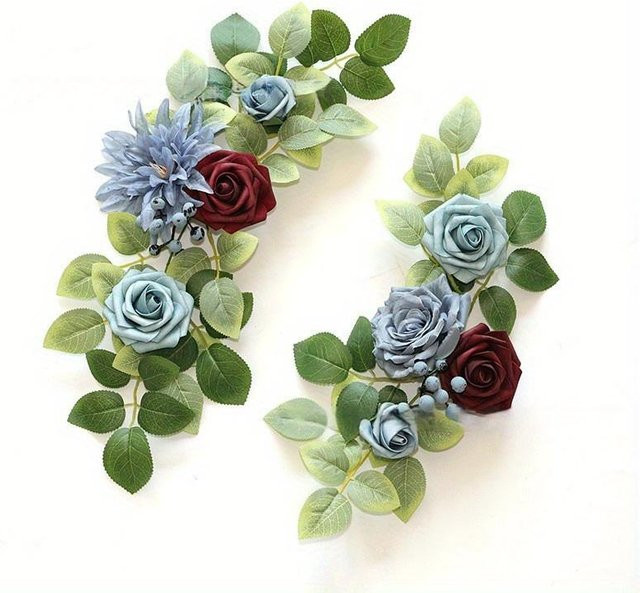 2er-Set florale Simulation Hochzeits-Blumen in Blau für Türsturz, Empfangseingang und Wanddekoration - Bild 1