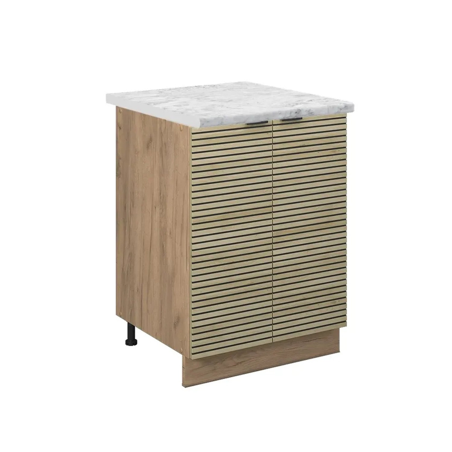 Vicco Küchenunterschrank Fame-Line in Eiche mit Marmor-Weißer Arbeitsplatte, Breite: 60 cm - Bild 3