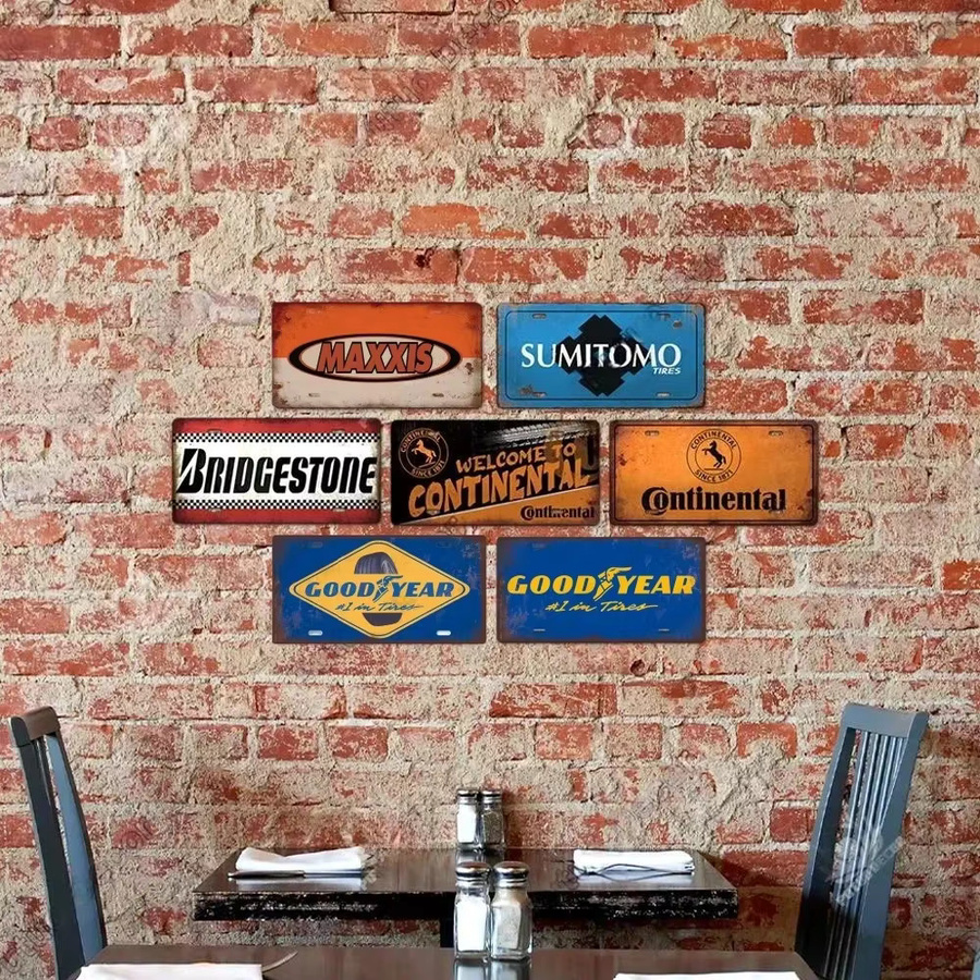 Vintage Reifen Wandschild aus Zinn von Potdemiel für Garage und Auto Shop - Bild 2
