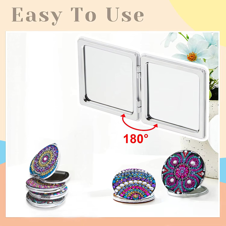 DIY Mandala Diamant Malerei Set mit kompaktem Klappspiegel für Erwachsene, Multicolour - Bild 4
