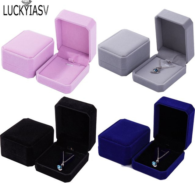 Schmuckaufbewahrung Box, Samt, Kunststoff, 7*8*4cm - Bild 1