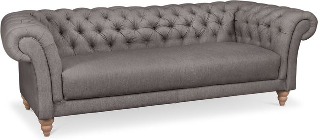 Megasofa SANSIBAR LUND von SANSIBAR LIVING in Grau mit Knopfpolsterung und Stoffbezug, B/T/H: 235 x 105 x 80 cm - Bild 1