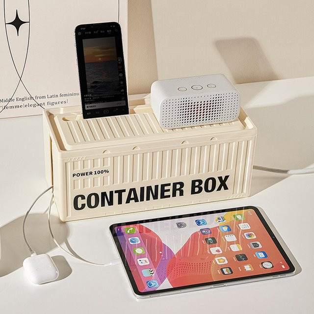 JETTING Container-Steckdosenleiste mit Staubdichter Aufbewahrungsbox für Kabelmanagement in Schwarz, B: 32,5 cm, H: 13,5 cm - Bild 1