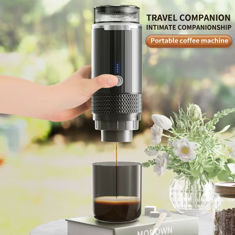 BALASHOV Drahtlose Espressomaschine in Schwarz, tragbare Reise-Kaffeemaschine für Camping und Wandern, geeignet für Kapseln - Bild 6
