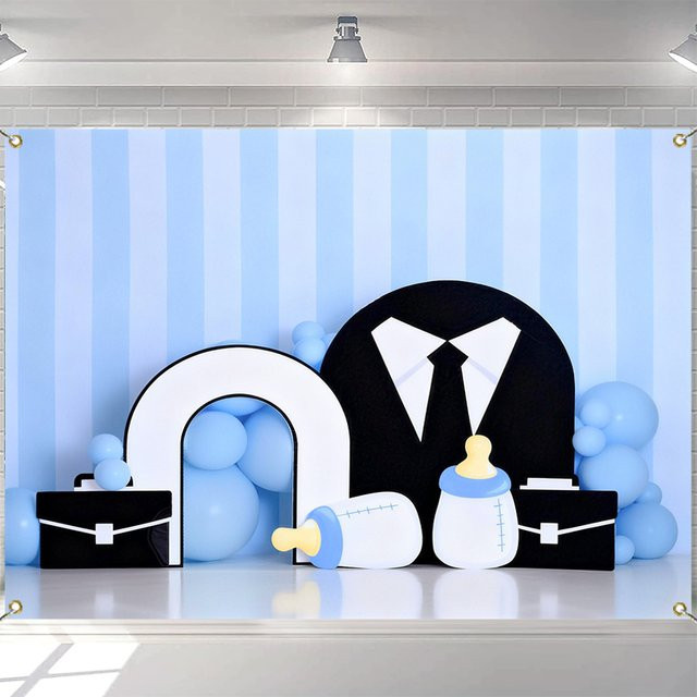 LS Fotografie Hintergrund Boss Black Suit Bow in Schwarz und Blau für Neugeborenen- und Geburtstagsshootings - Bild 1