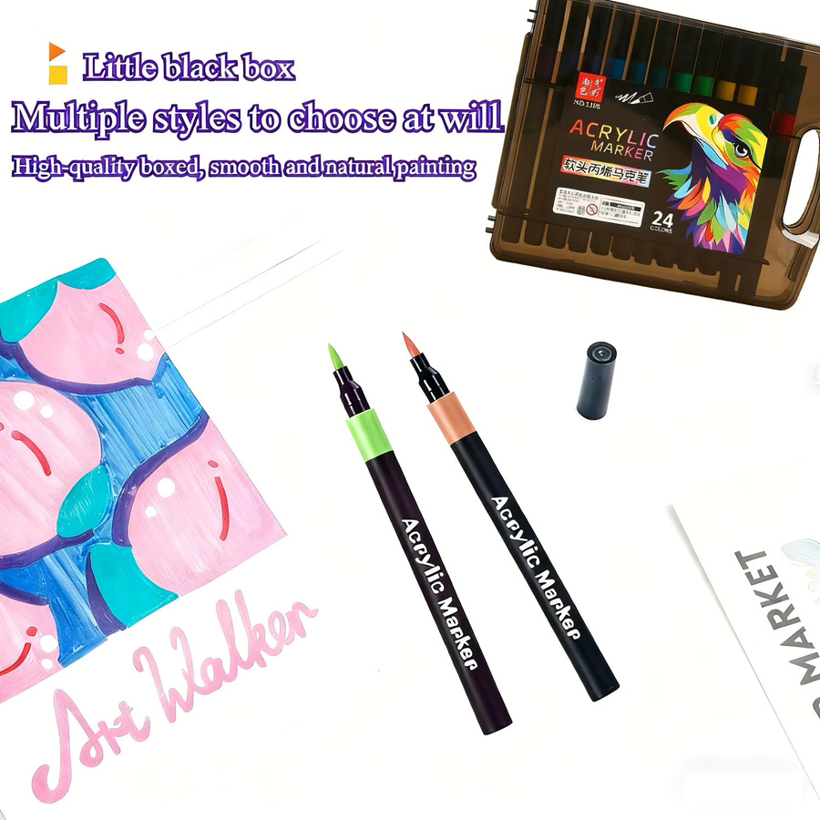 Acryl-Markierungsstifte mit weichem Pinselkopf in Multicolour, wasserfeste und undurchsichtige Graffiti-Stifte auf Wasserbasis - Bild 4
