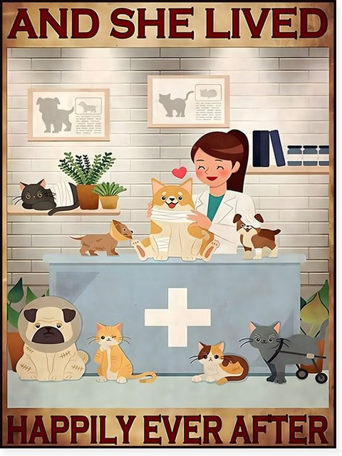 ReachMani Leinwanddruck Tierarzt-Poster mit Typografie als Dekoration für die Tierklinik in Mehrfarbig - Bild 1