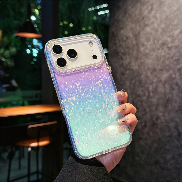 MagSafe Schutzhülle für Apple iPhone 17 16 15 14 13 12 Pro Max Plus mit buntem Glitzer Farbverlauf und magnetischem kabellosem Laden, Multicolour - Bild 1