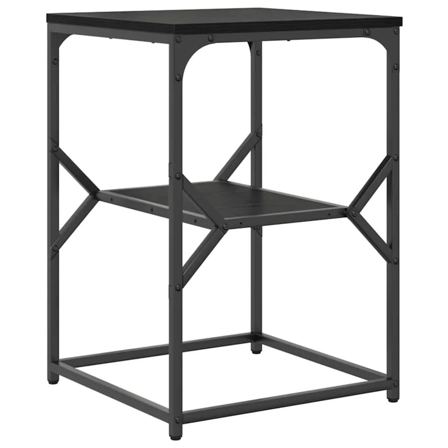 vidaXL Beistelltisch in Schwarz und Eichen-Optik, minimalistisches Design aus Holzwerkstoff und Stahl, B/T/H: 40 x 40 x 60 cm - Bild 2