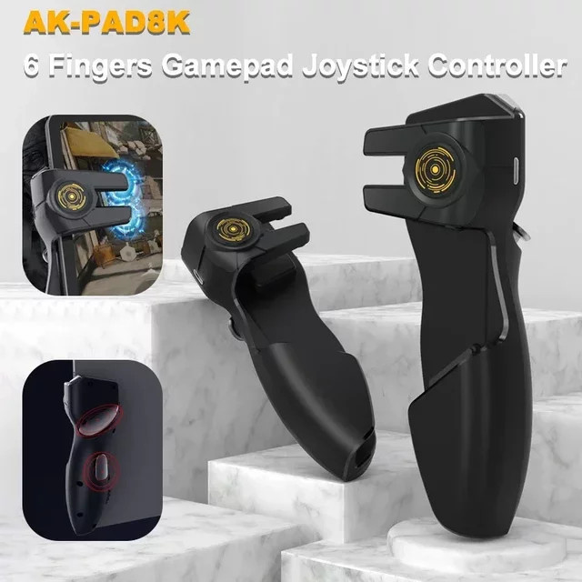 MEMO AK-PAD8K 6-Finger-Gamepad Controller mit Joystick und L1R1 Triggergriffen in Schwarz für iPad, iOS und Android Tablets - Bild 1