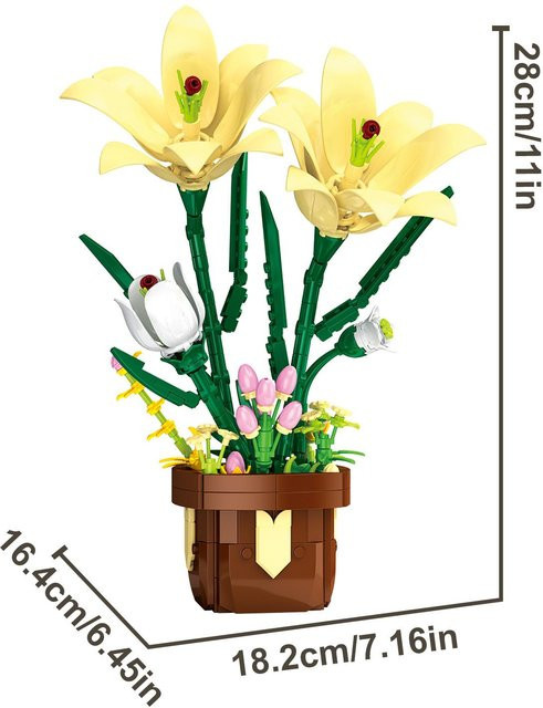 Yiran toy Lilienblume Topfpflanze Baustein Set 296 Teile - Bild 1