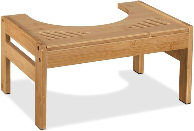 Relaxdays Toilettenhocker aus Bambus in Natur Braun, rutschfest, B/T/H: 42 x 21 x 30 cm - Bild 1