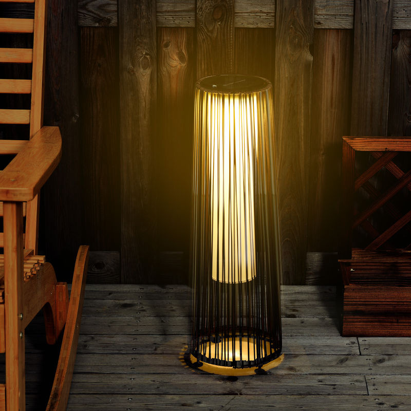 Outsunny Solarlampe als Gartenleuchte aus Rattan in Braun mit LED und Dämmerungssensor, B/T/H: 21,5 x 21,5 x 61 cm - Bild 2