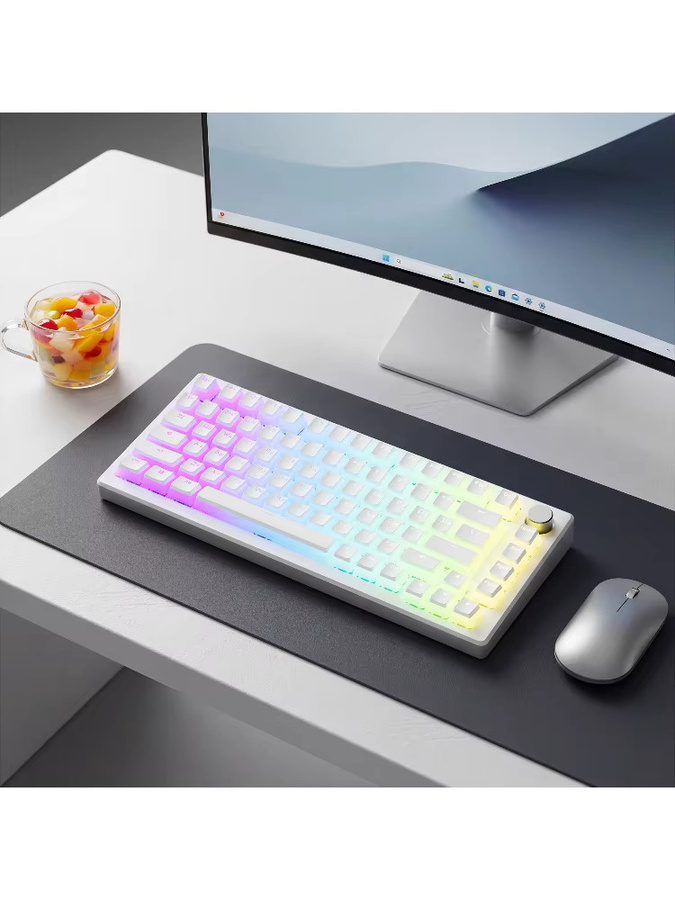 XVX Pudding Tastenkappen Weiß Transluzent, 165 Tasten Russisches Layout, PBT Double Shot Jelly RGB Hintergrundbeleuchtung, kompatibel mit 75% Tastaturen - Bild 4