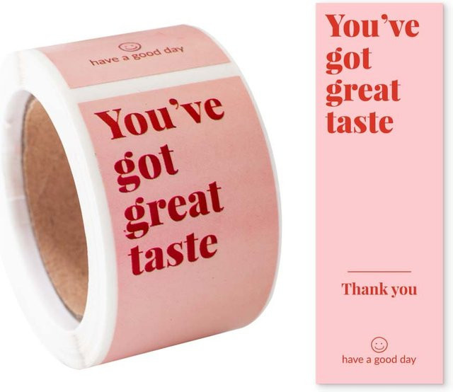100 Stück rosa You've Got Great Taste Aufkleber aus Papier für kleine Unternehmen und Geschenke - Bild 1