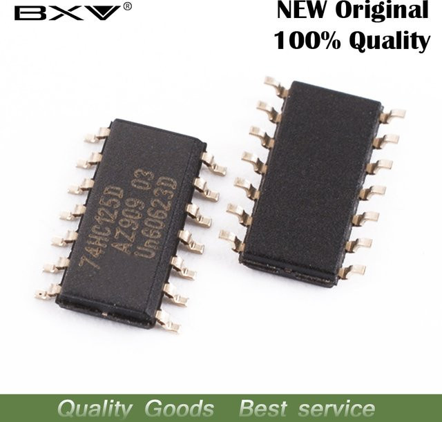 SN74HC125DR SOP-14 SMD Baustein Set, 10 Stück, Schwarz - Bild 1