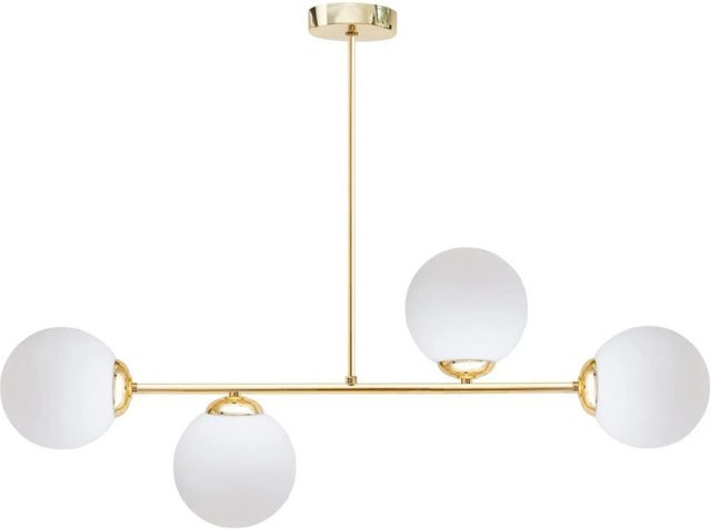 Licht-Erlebnisse Deckenlampe in Gold und Weiß aus Glas und Metall mit 4-flammigen Kugelschirmen und E27 Fassung - Bild 1