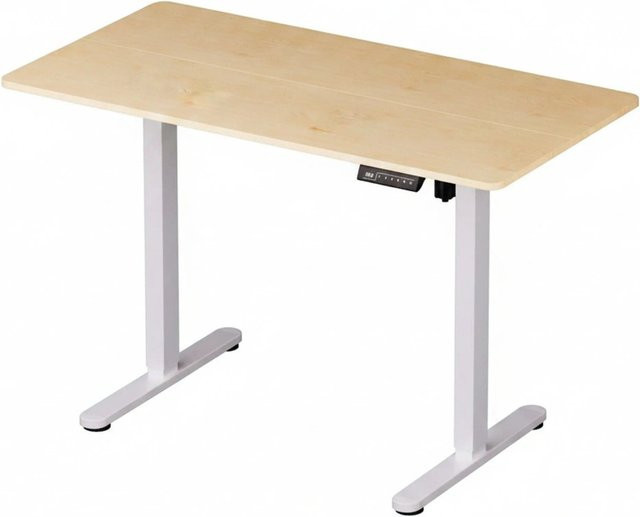 Relaxdays Elektrischer Schreibtisch Höhenverstellbar in Weiß mit Kabeldurchlass B/T: 120 x 60 cm - Bild 1
