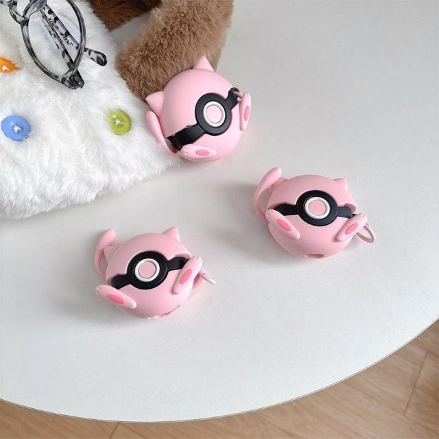 Stoßfeste Silikon Kopfhörerhülle im Pokemon Mew Design für AirPods 4, AirPods Pro 2, AirPods 1 und 2, Farbe: Pink/Grau - Bild 1