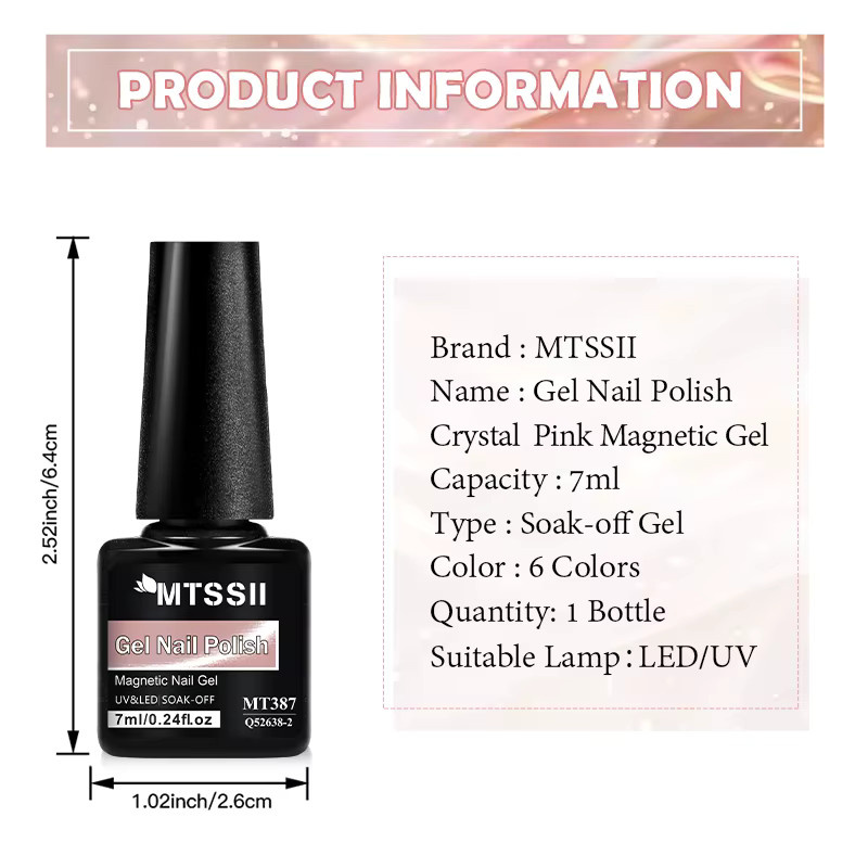 Mtssii Katzenaugen-Magnetgel Nagellack, Kristallrosa, 7 ml - Bild 2