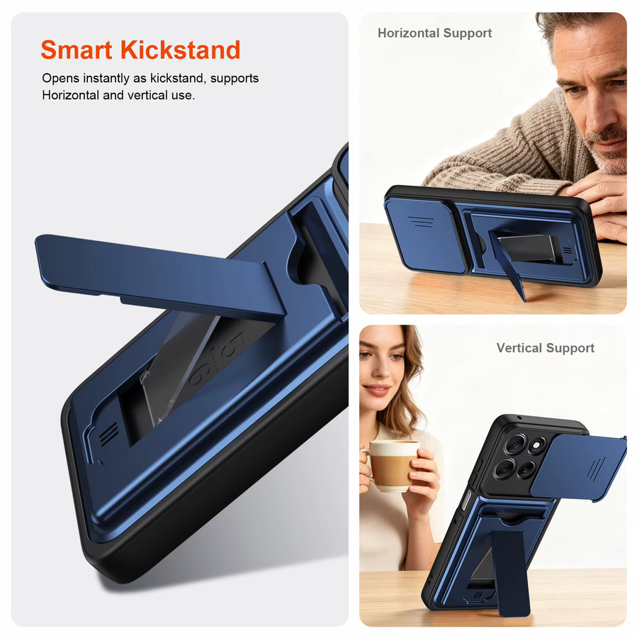 Motorola Handyhülle mit Kartenhalter und Ständerfunktion in Orange für Edge 60 Pro, 70 Fusion, X70 AIR, Moto Signature, G86, G85, G56 - Bild 4