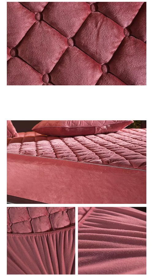 Mtuove Spannbettlaken aus gestepptem Kristallsamt in Pink, weiches Mikrofaser-Matratzenbezug B/B: 90 x 190 cm - Bild 4