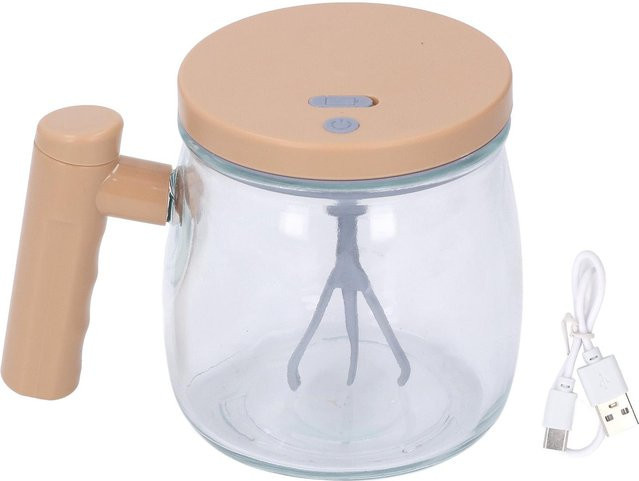 CosyHome Selbstrührender Becher aus Glas in Beige, 400ml, elektrisch und wiederaufladbar - Bild 1
