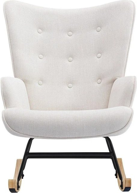 Vente-unique Schaukelstuhl Elmina in Beige aus meliertem Stoff mit Armlehnen, Höhe: 86 cm - Bild 1