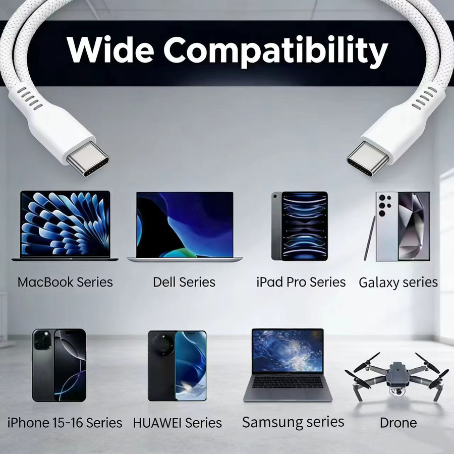 3er-Pack USB-C zu USB-C Kabel für schnelles PD-Laden, weiß, Länge: 1,8 m - Bild 4