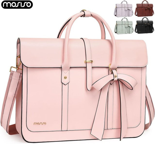 MOSISO Laptoptasche aus PU-Leder als umwandelbarer Rucksack und Umhängetasche für Damen in Blau oder Pink, passend für 15 Zoll (40,6 cm) - Bild 1