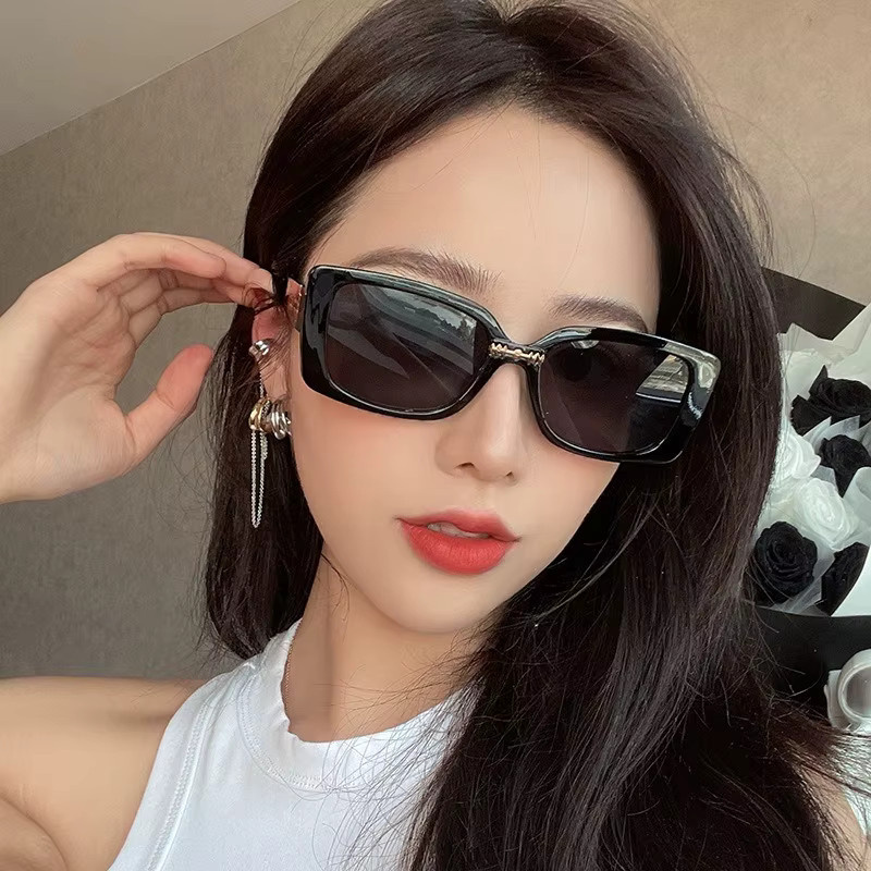 Samjune Sonnenbrille Rechteckig, Vollrand, Schwarz, Damen, Kunststoff - Bild 2