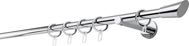 ONDECO Duschstange 1-läufig in Chrom, Durchmesser: 20 mm, Länge: 300 cm, mit Wandträger 12 cm und Endstück - Bild 1