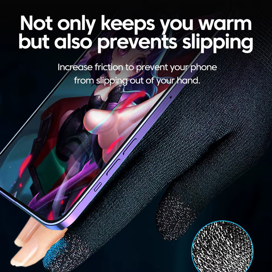 Atmungsaktive Gaming-Handschuhe in Schwarz mit Anti-Schweiß-Touchscreen-Fingerspitzen für mobile Spiele - Bild 4