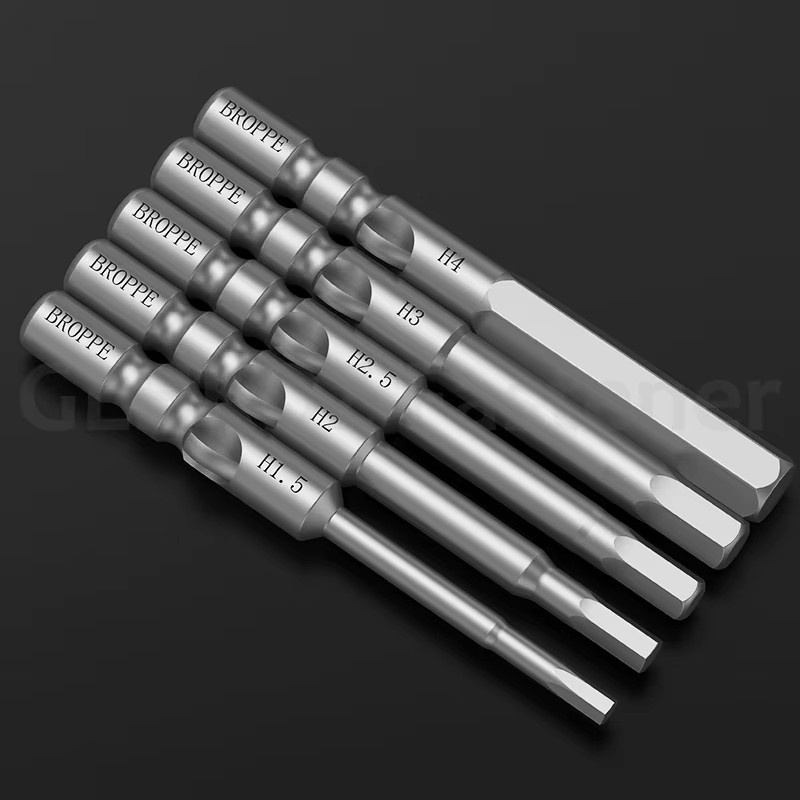 GooBetter Elektro-Sechskant-Schraubendreher-Bit-Set in Silber mit 800 magnetischen Inbus-Bits, 4 mm Rundschaft, H1,5 bis H4 - Bild 2