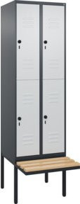 C+P Doppelstock-Spind Classic PLUS Sitzbank mit 2 Abteilen, Buche-Hartholz und Sicherheits-Drehriegel, B/T/H: 212 x 60 x 81,5 cm - Bild 1