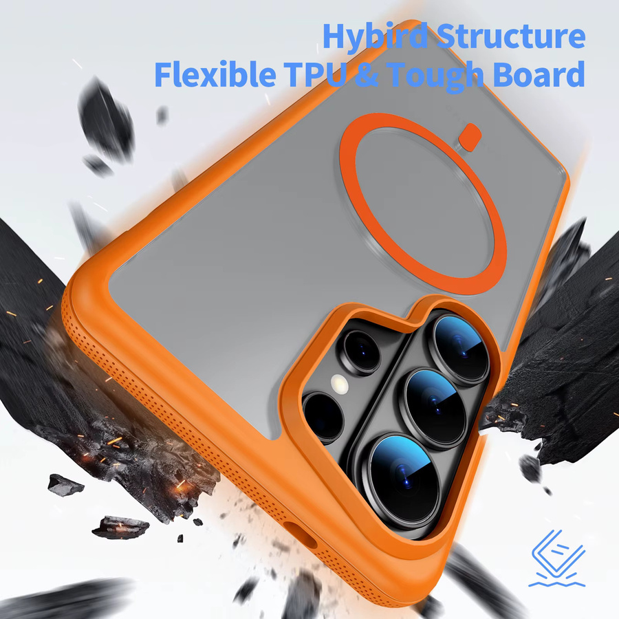 MagSafe Magnetische Handyhülle für Samsung Galaxy S26 Ultra Plus, Transluzente TPU und PC Schutzhülle, Transparent/Rot/Orange - Bild 2