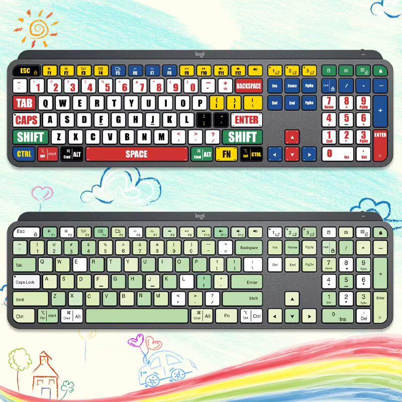 Mehrfarbige farbcodierte Tastenkappen-Aufkleber für Logitech MX Keys S Craft Tastatur als Ersatz-Tastaturetiketten - Bild 4