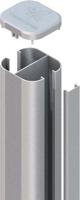 TraumGarten Zaun Zubehör Steckpfosten System mit Erdverbau in Silber, Höhe: 240 cm - Bild 1