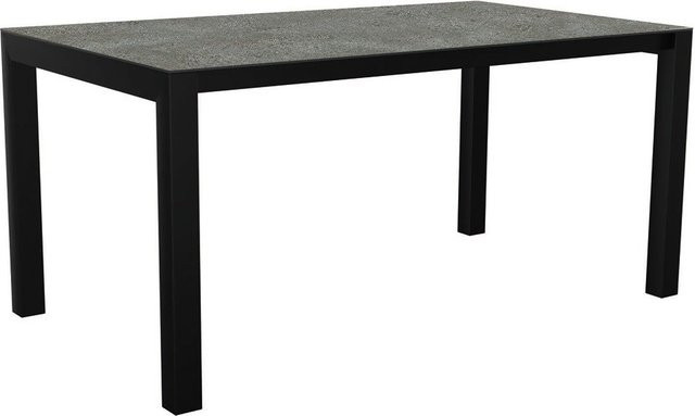 Stern Ausziehtisch für Garten und Terrasse aus Aluminium in Schwarz Matt mit Tischplatte Silverstar Flint, B/T: 80 x 130/180 cm - Bild 1