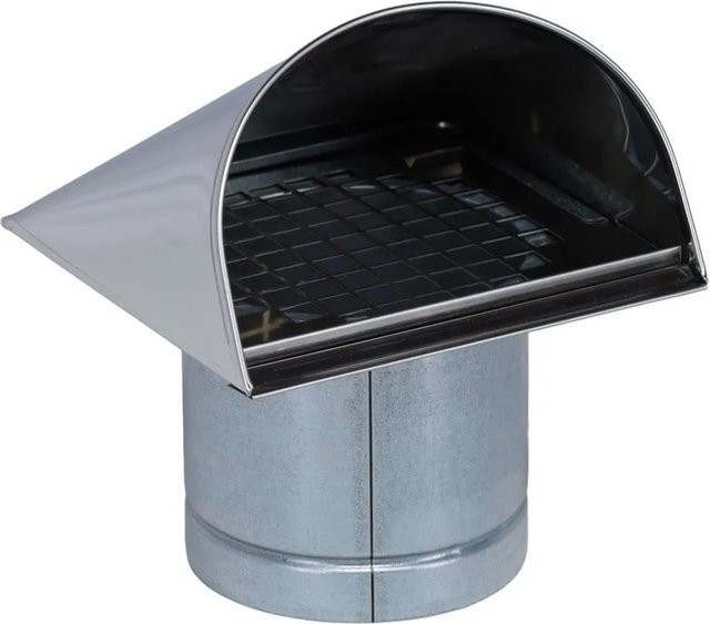 Subtiel Außenluft-Anschlussstutzen in Silber mit herausnehmbarem Insektenschutzgitter und Edelstahlabdeckung Ø 100 mm - Bild 1